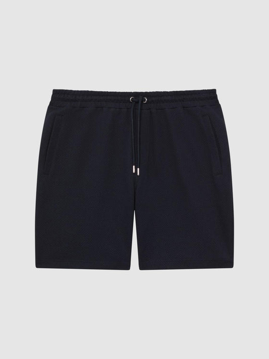 Reiss Sweats &amp; Hoodies | Robin Textured Drawstring Shorts Navy - Men