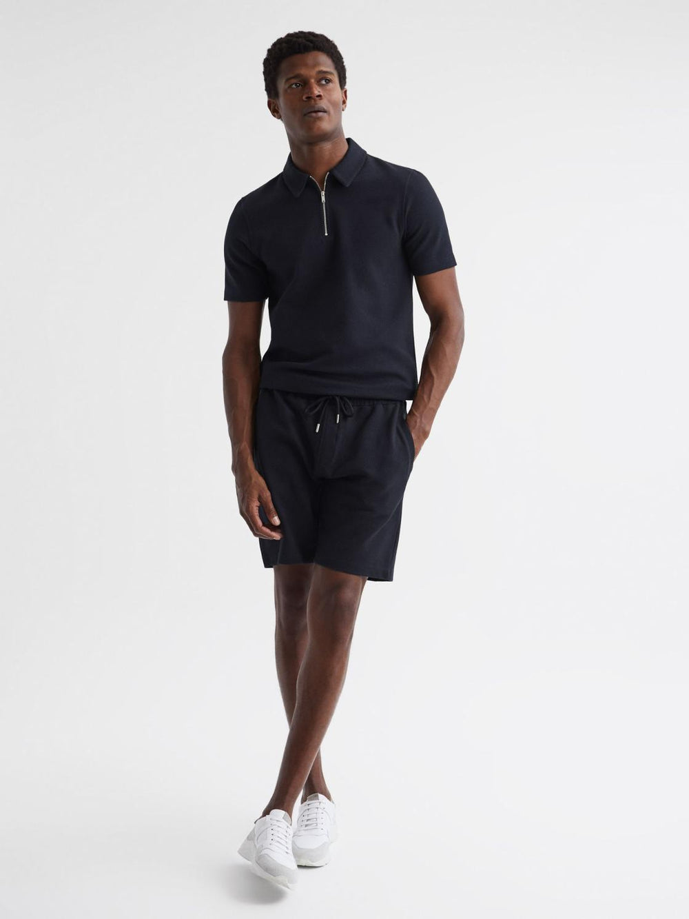 Reiss Sweats &amp; Hoodies | Robin Textured Drawstring Shorts Navy - Men