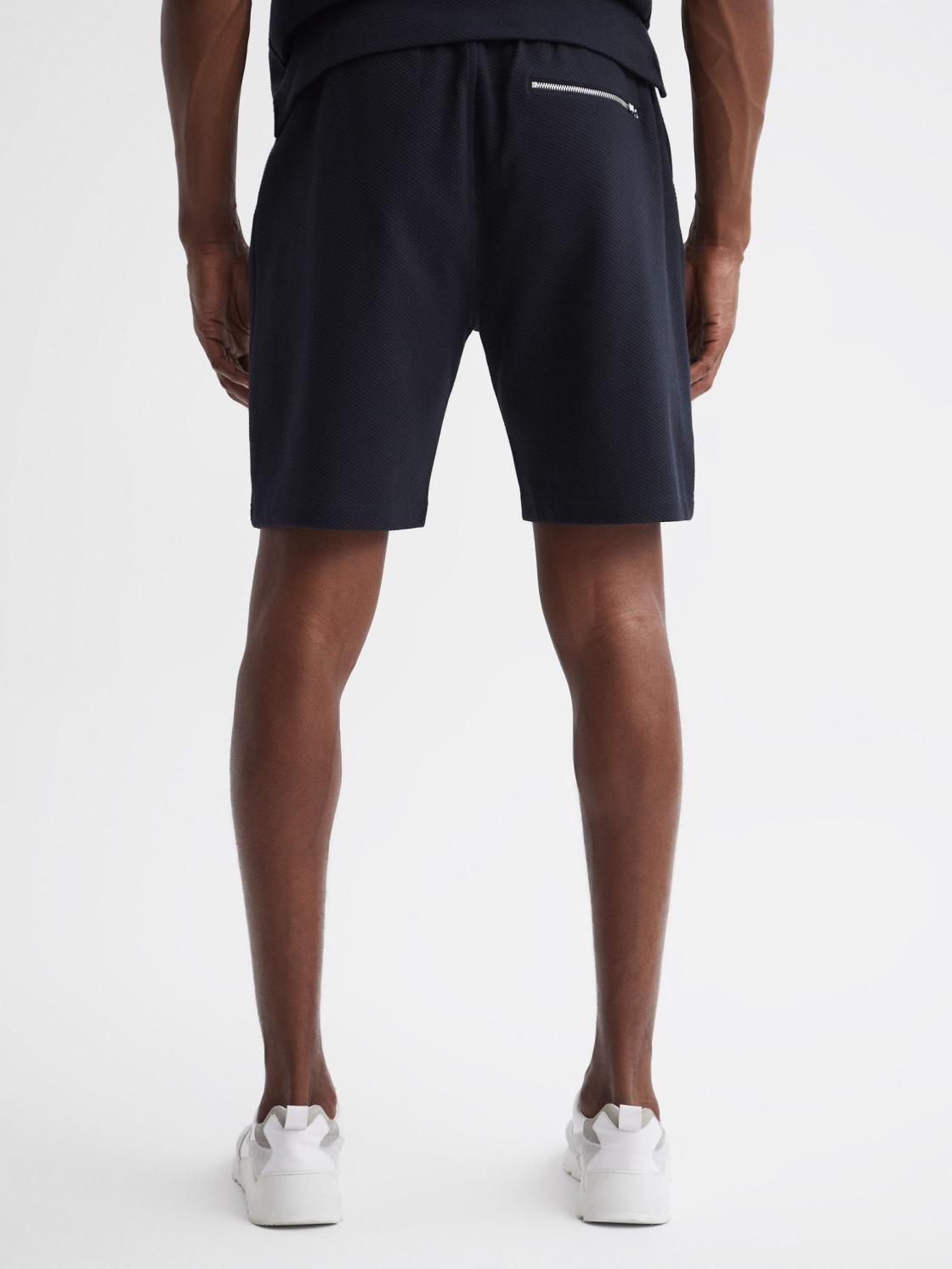 Reiss Sweats &amp; Hoodies | Robin Textured Drawstring Shorts Navy - Men
