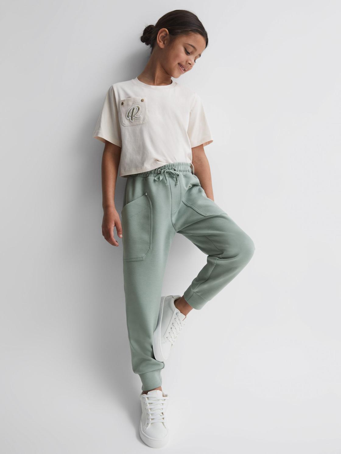 Reiss Sweats &amp; Hoodies | Tila Jersey Drawstring Joggers Sage - Children