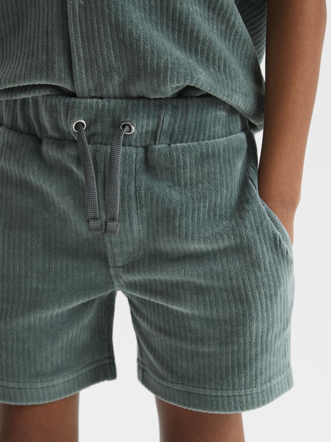 Reiss Sweats &amp; Hoodies | Tortuga Ribbed Chenille Drawstring Shorts Sage - Children