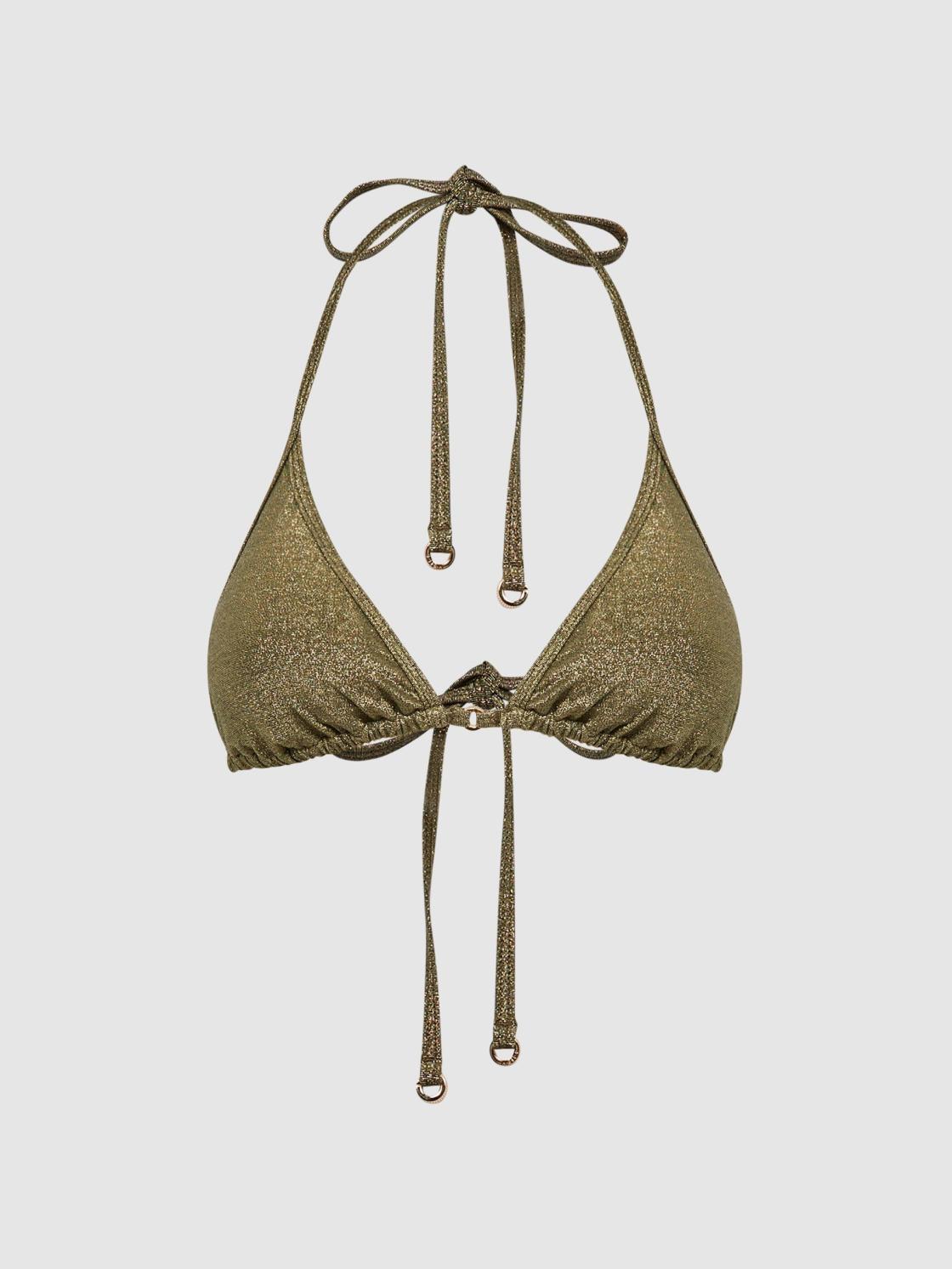 Reiss Swimwear | Allie Metallic Halter Bikini Top Gold - Women