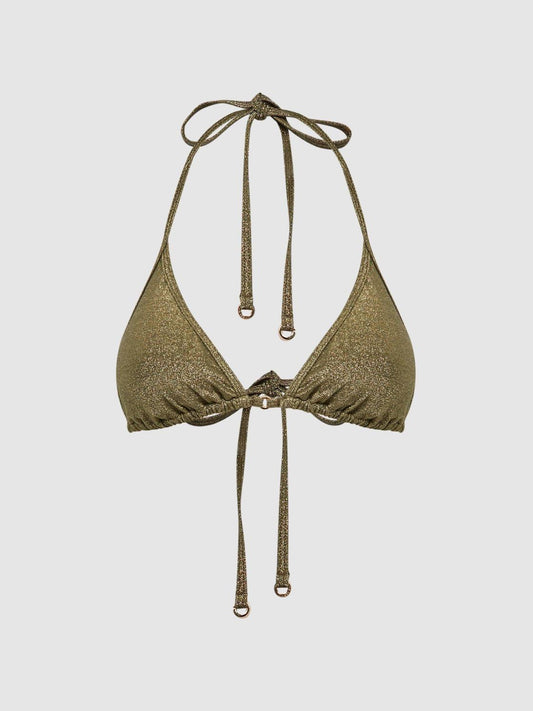 Reiss Swimwear | Allie Metallic Halter Bikini Top Gold - Women
