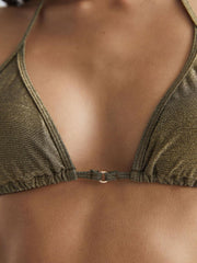 Reiss Swimwear | Allie Metallic Halter Bikini Top Gold - Women