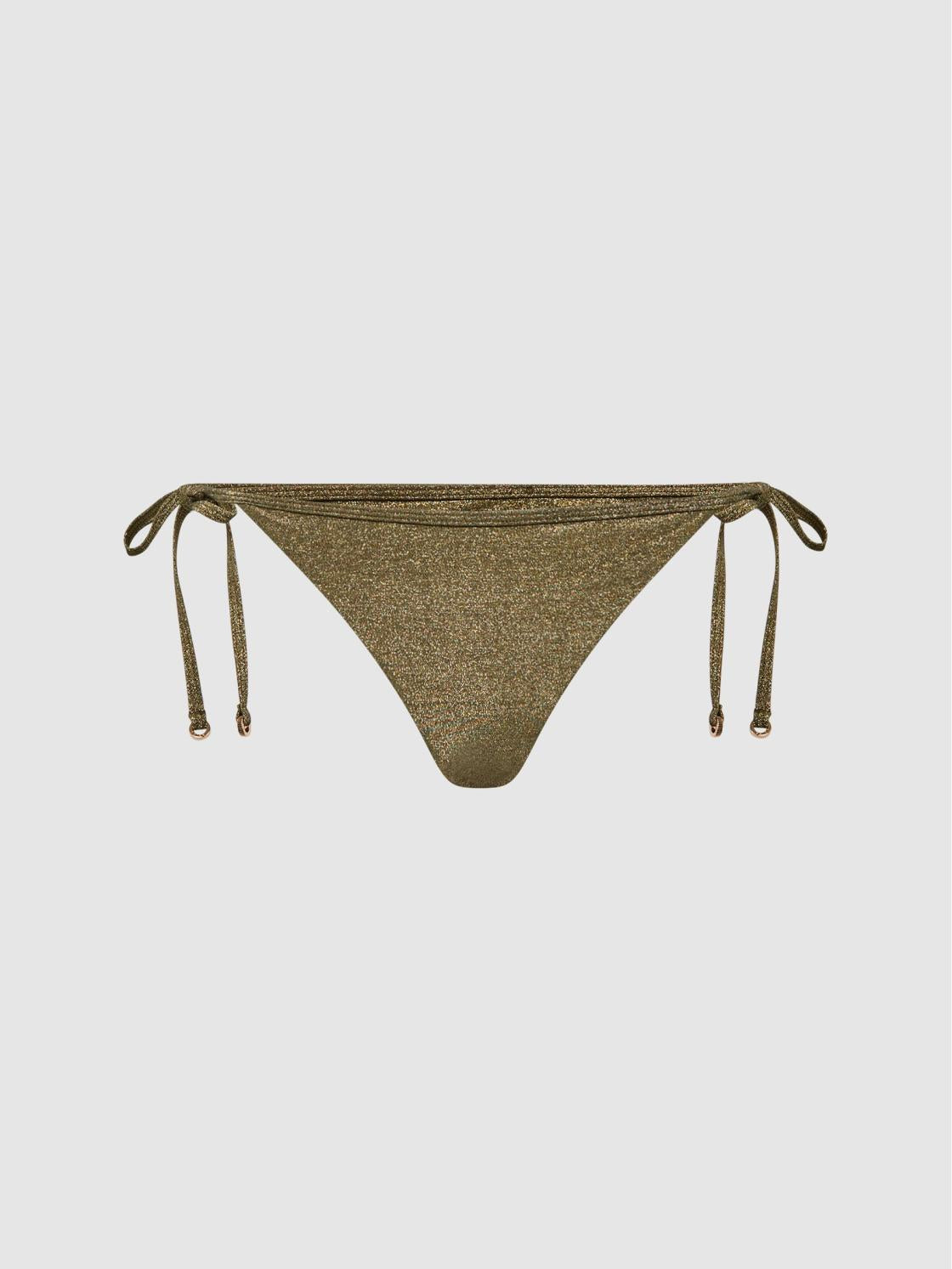 Reiss Swimwear | Allie Metallic Side Tie Bikini Bottoms Gold - Women