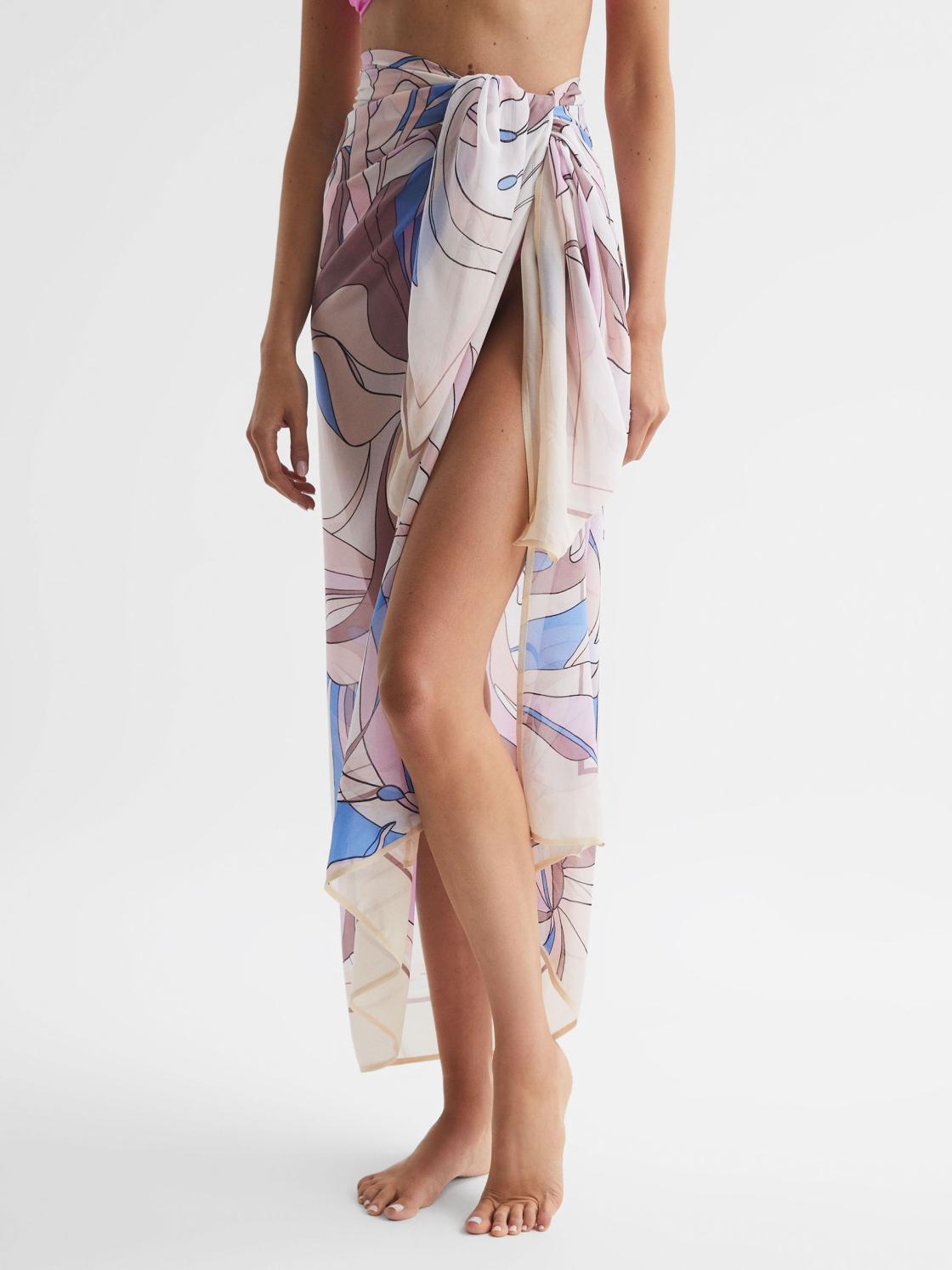 Reiss Swimwear | Anika Abstract Printed Sarong Blue Print - Women