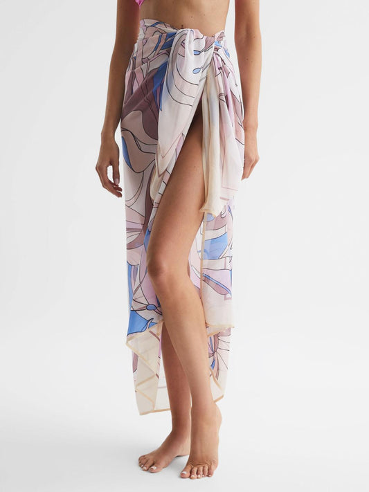 Reiss Swimwear | Anika Abstract Printed Sarong Blue Print - Women