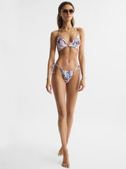 Reiss Swimwear | Audrinna Underwired Abstract Print Triangle Bikini Top Multi - Women