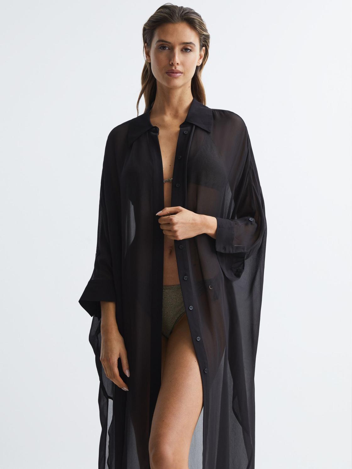 Reiss Swimwear | Ava Sheer Kaftan Black - Women