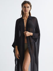 Reiss Swimwear | Ava Sheer Kaftan Black - Women