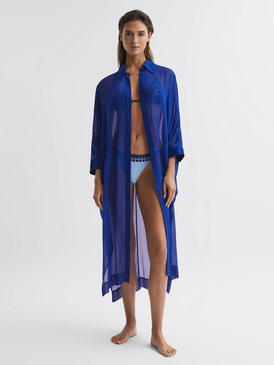 Reiss Swimwear | Ava Sheer Kaftan Cobalt Blue - Women