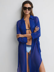 Reiss Swimwear | Ava Sheer Kaftan Cobalt Blue - Women