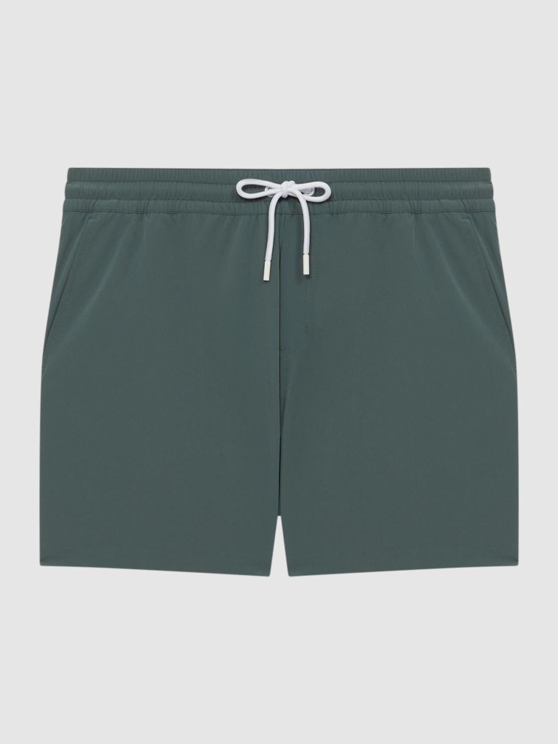 Reiss Swimwear | Beach Plain Drawstring Swim Shorts Dark Sage - Men