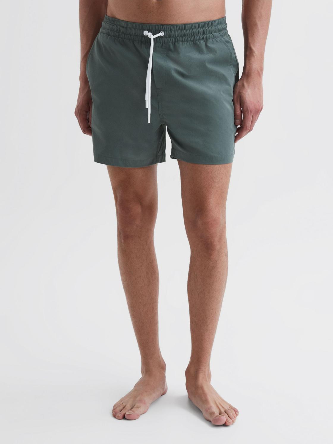 Reiss Swimwear | Beach Plain Drawstring Swim Shorts Dark Sage - Men