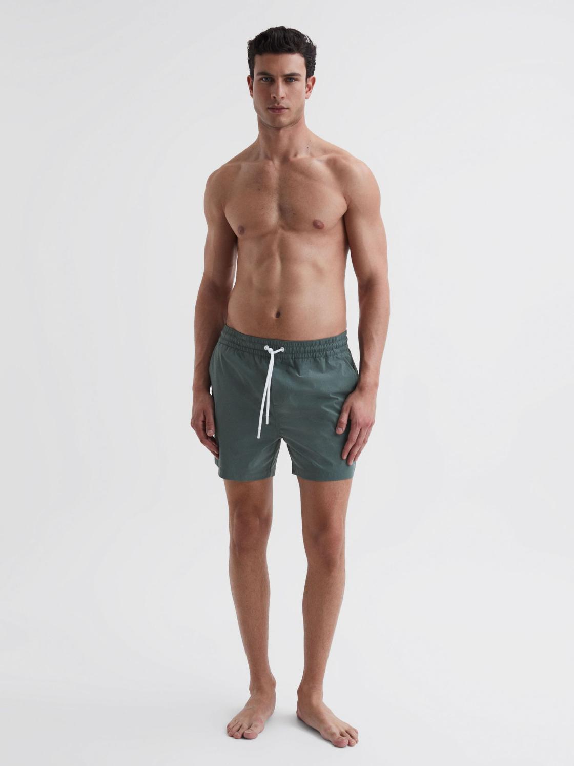 Reiss Swimwear | Beach Plain Drawstring Swim Shorts Dark Sage - Men