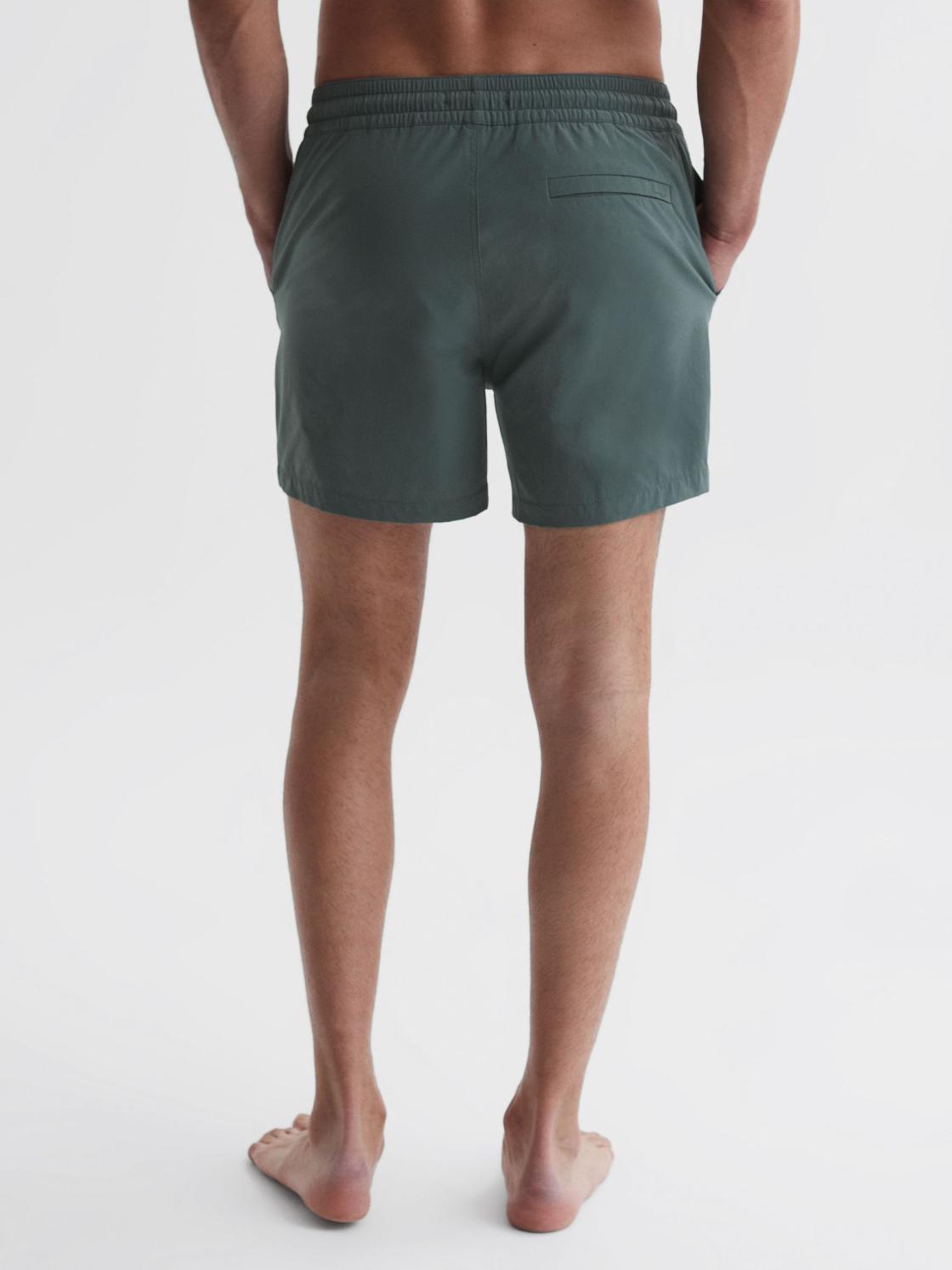 Reiss Swimwear | Beach Plain Drawstring Swim Shorts Dark Sage - Men