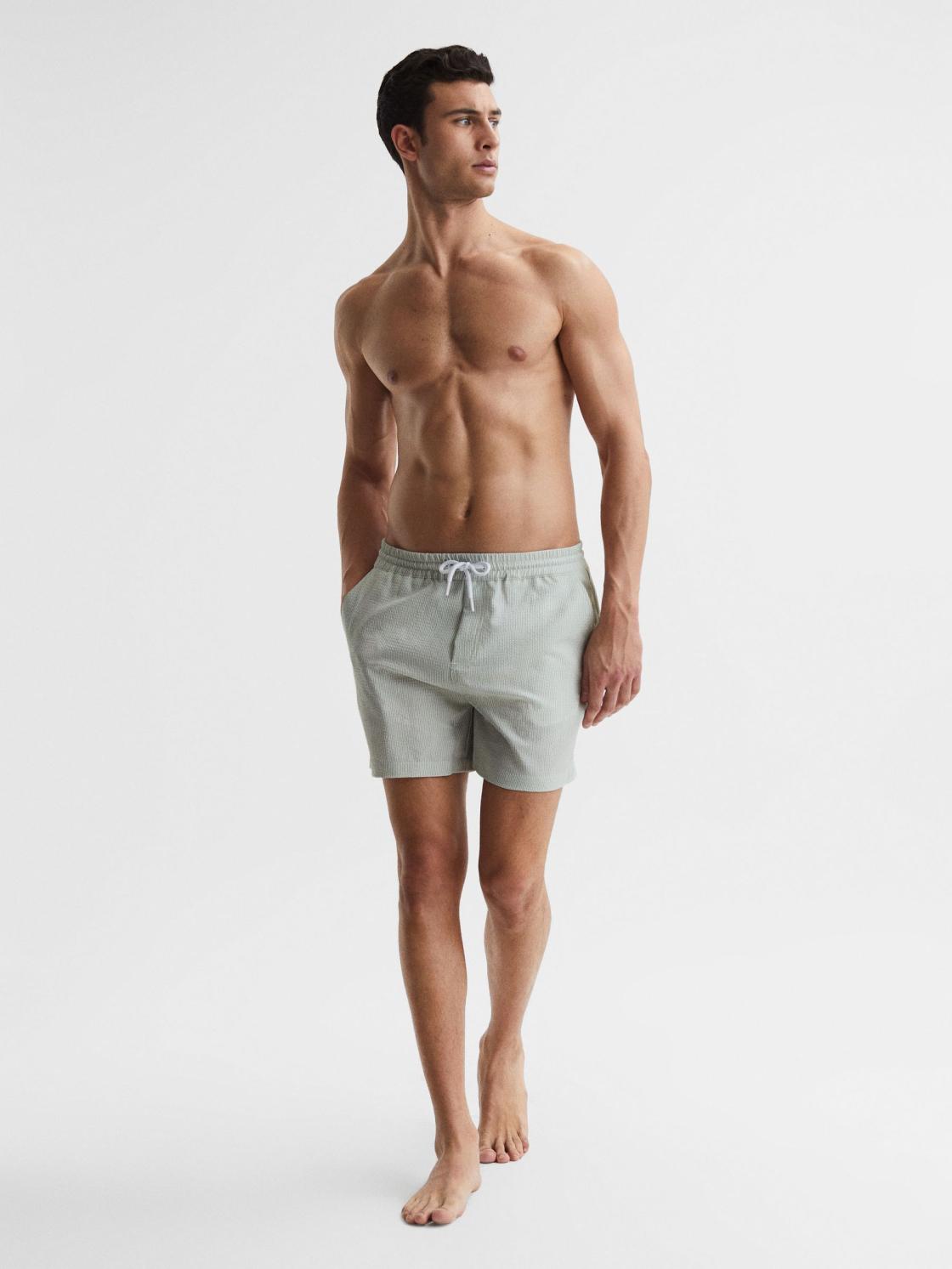 Reiss Swimwear | Coast Striped Drawstring Swim Shorts Mint/white - Men