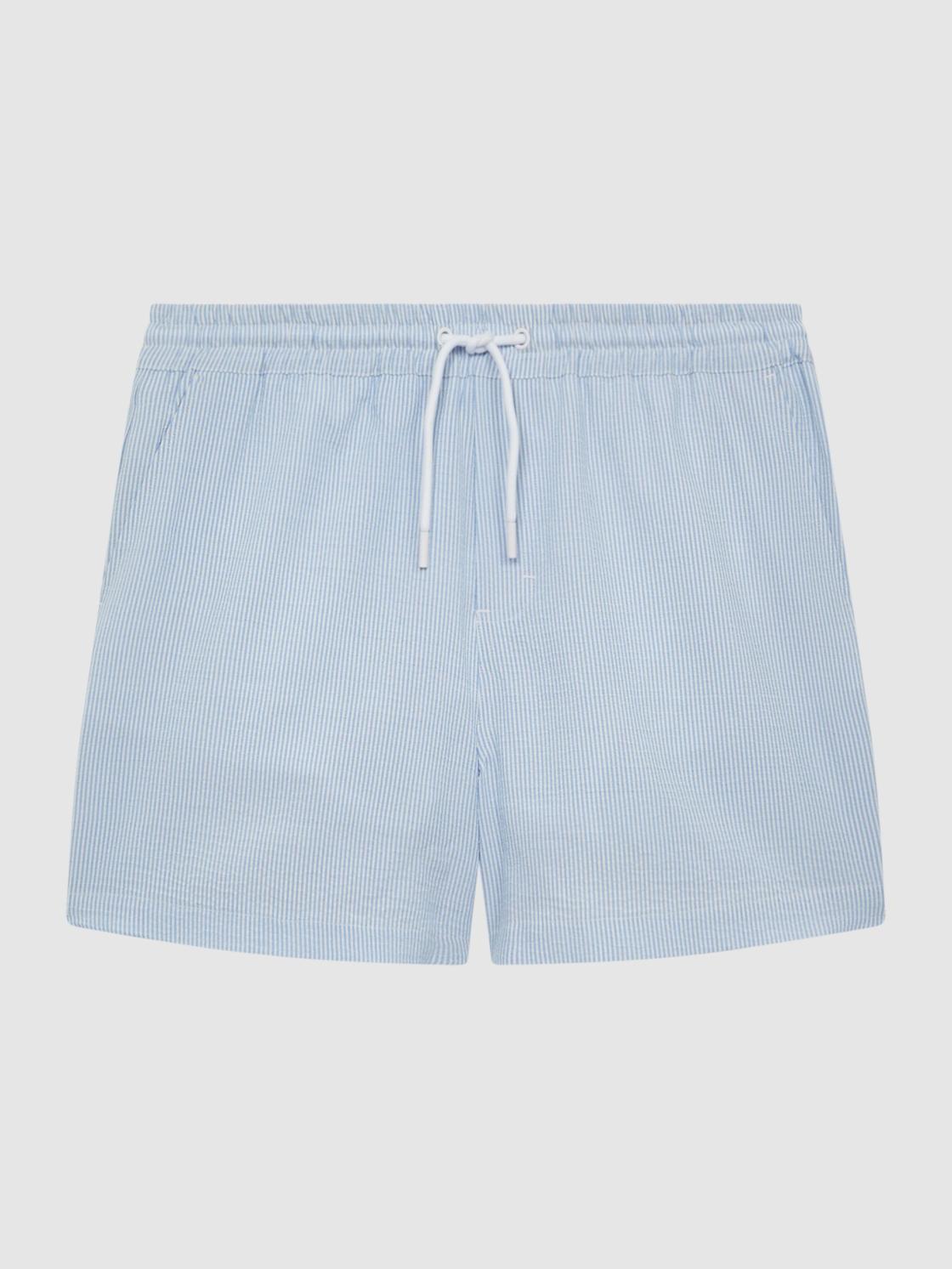 Reiss Swimwear | Coast Striped Drawstring Swim Shorts Soft Blue/white - Men