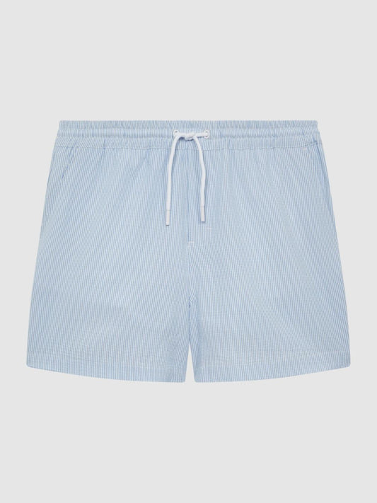Reiss Swimwear | Coast Striped Drawstring Swim Shorts Soft Blue/white - Men