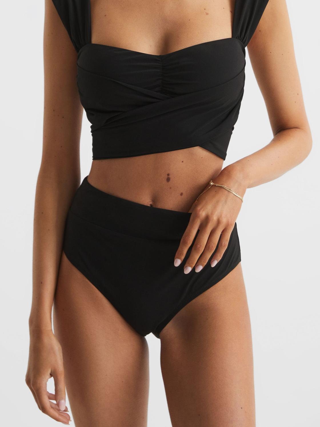 Reiss Swimwear | Cristina High Rise Bikini Bottoms Black - Women