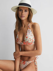 Reiss Swimwear | Daniella Floral Print Self-Tie Bikini Bottoms Pink Print - Women