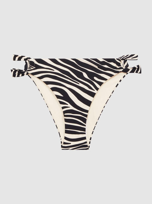 Reiss Swimwear | Eliza Zebra Print Strappy Bikini Bottoms Black/white - Women