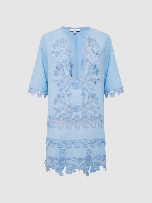Reiss Swimwear | Etta Embroidered Kaftan Blue - Women