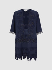 Reiss Swimwear | Etta Embroidered Kaftan Blue - Women