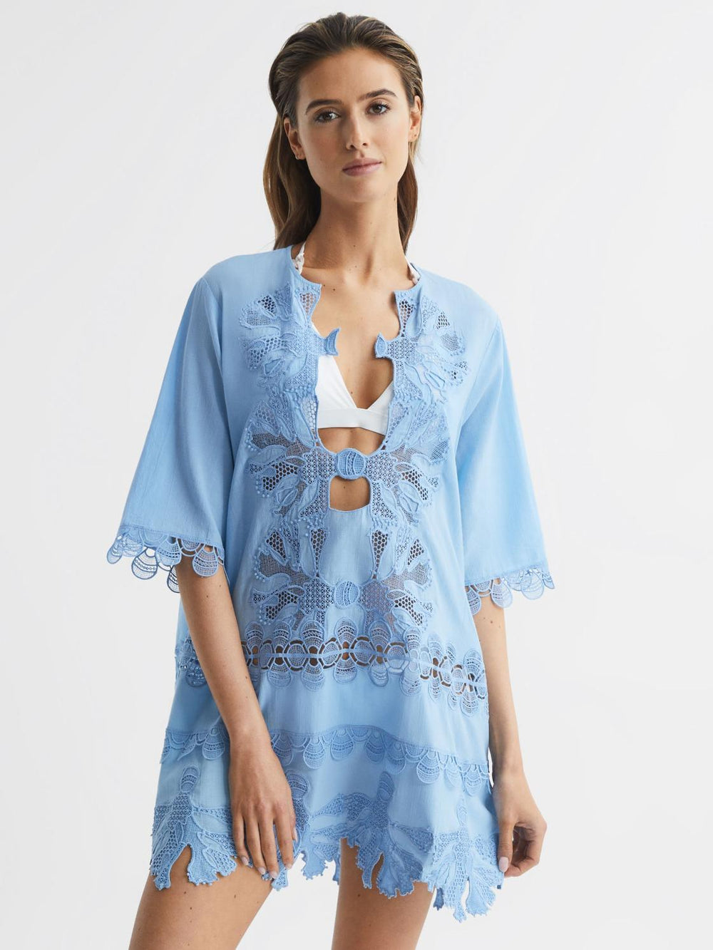 Reiss Swimwear | Etta Embroidered Kaftan Blue - Women
