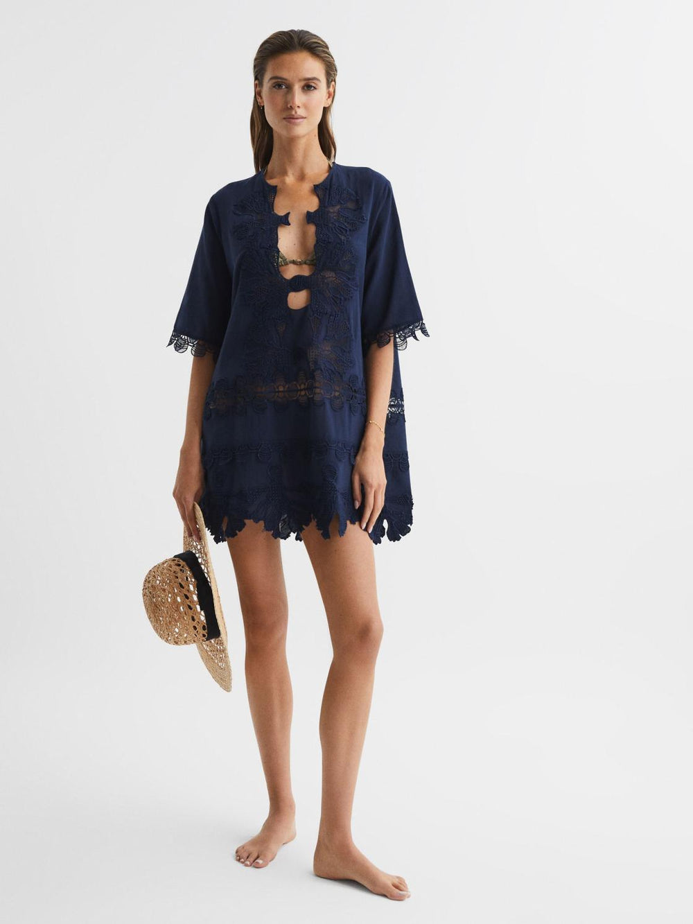 Reiss Swimwear | Etta Embroidered Kaftan Blue - Women