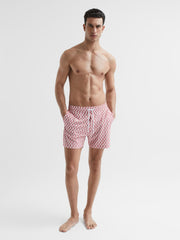 Reiss Swimwear | Florida Printed Drawstring Swim Shorts Rust - Men