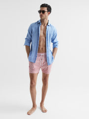 Reiss Swimwear | Florida Printed Drawstring Swim Shorts Rust - Men