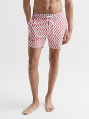 Reiss Swimwear | Florida Printed Drawstring Swim Shorts Rust - Men