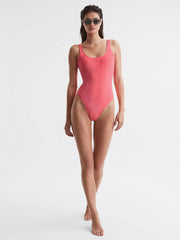 Reiss Swimwear | Good American Sparkle Swimsuit Bright Coral - Women