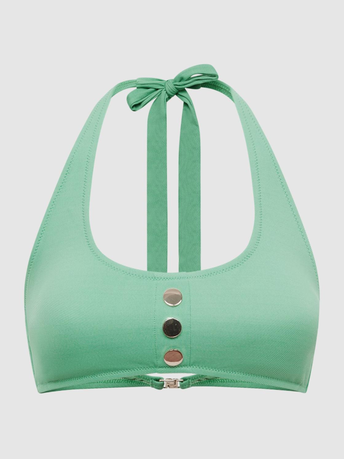 Reiss Swimwear | Iris Halter Bikini Top With Button Detail Seafoam - Women
