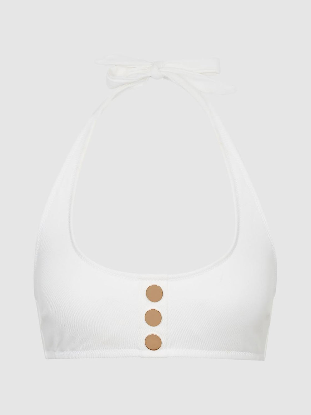 Reiss Swimwear | Iris Halter Bikini Top With Button Detail Seafoam - Women