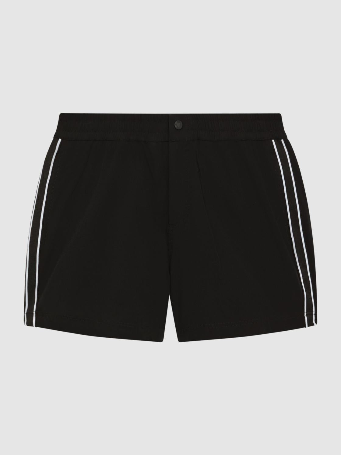 Reiss Swimwear | Jesse Elasticated Waistband Striped Swim Shorts Black - Men