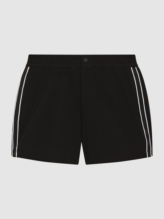 Reiss Swimwear | Jesse Elasticated Waistband Striped Swim Shorts Black - Men
