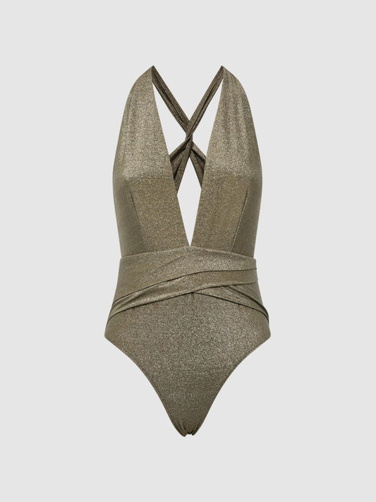 Reiss Swimwear | Leela Metallic Swimsuit Gold - Women