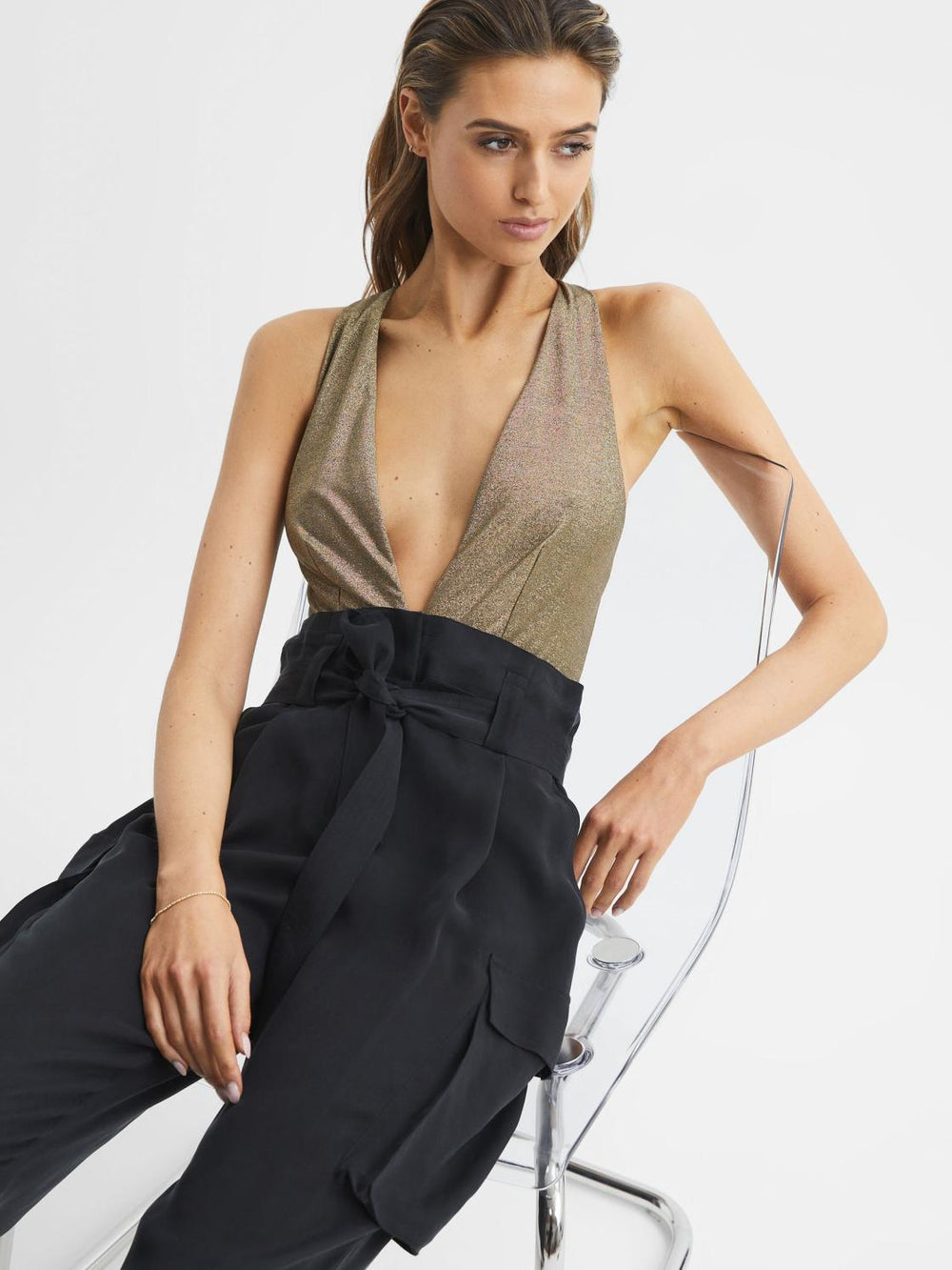 Reiss Swimwear | Leela Metallic Swimsuit Gold - Women