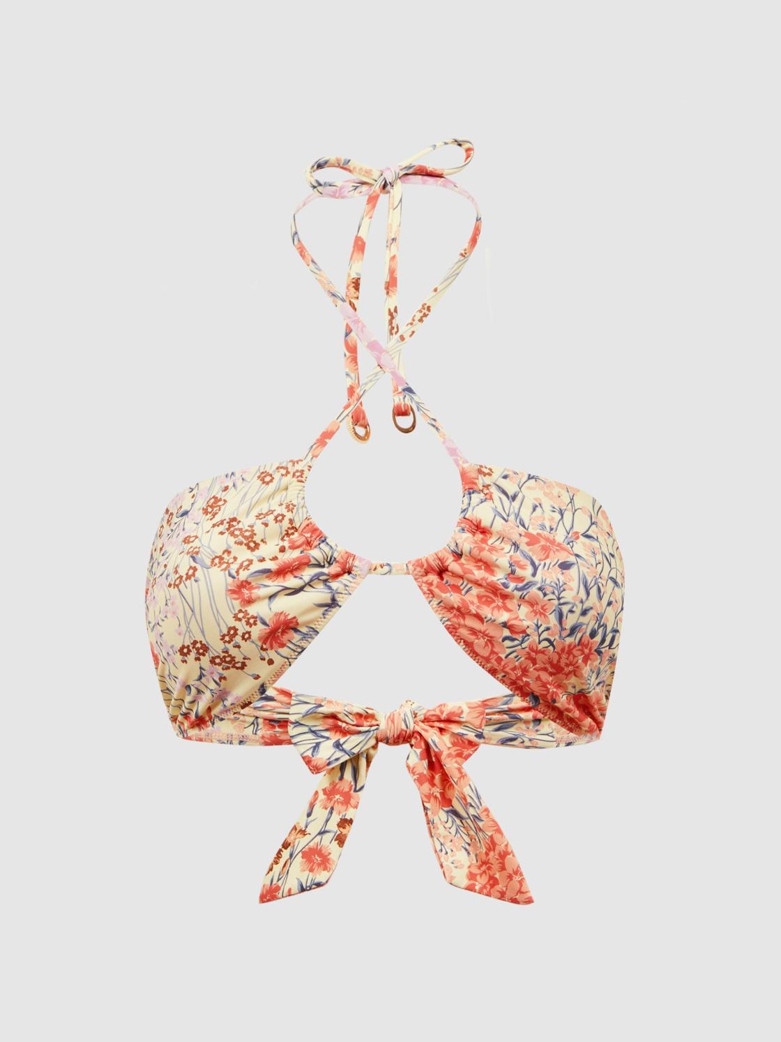 Reiss Swimwear | Lola Floral Print Halter Neck Bikini Top Pink Print - Women