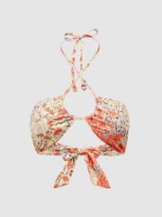 Reiss Swimwear | Lola Floral Print Halter Neck Bikini Top Pink Print - Women