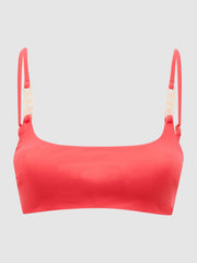 Reiss Swimwear | Miley Square Neck Chain Bikini Top Coral - Women