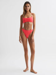 Reiss Swimwear | Miley Square Neck Chain Bikini Top Coral - Women