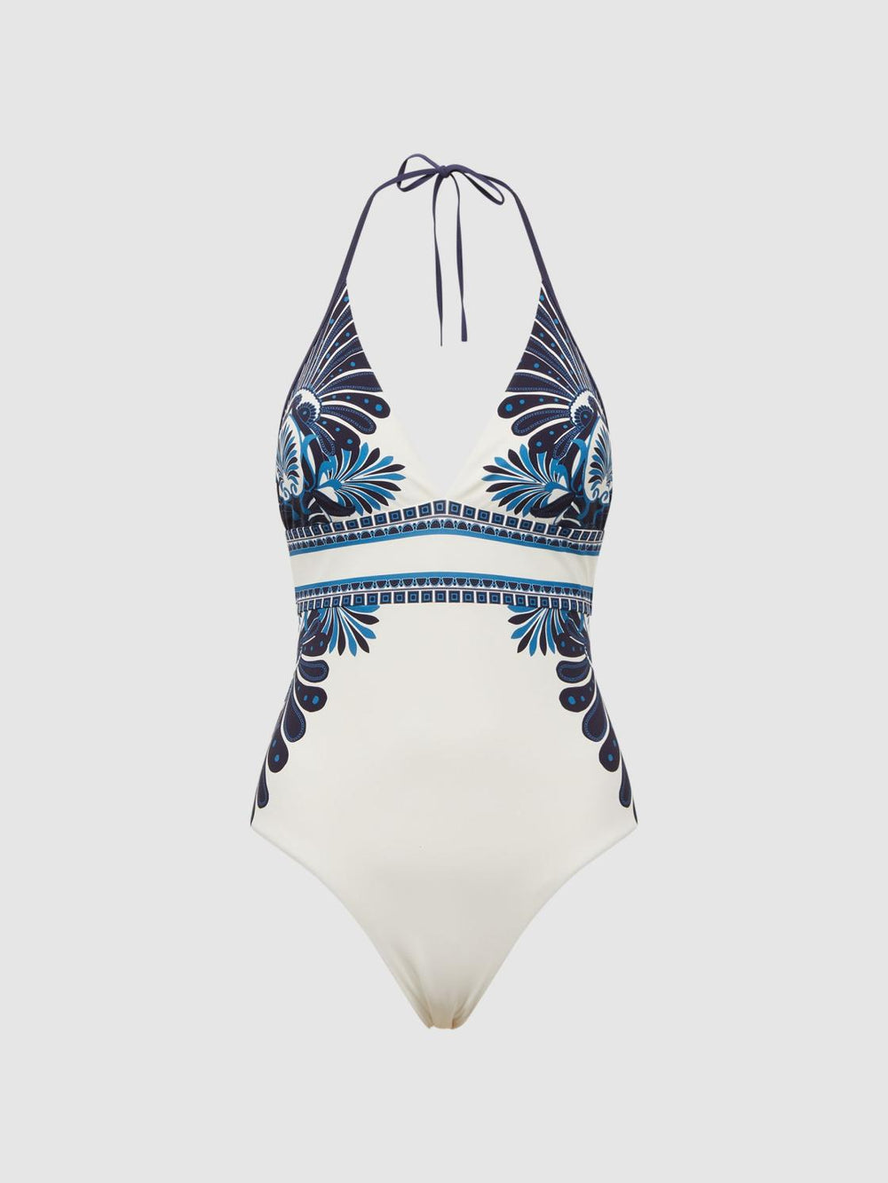 Reiss Swimwear | Monica Printed Halter Neck Swimsuit White Print - Women