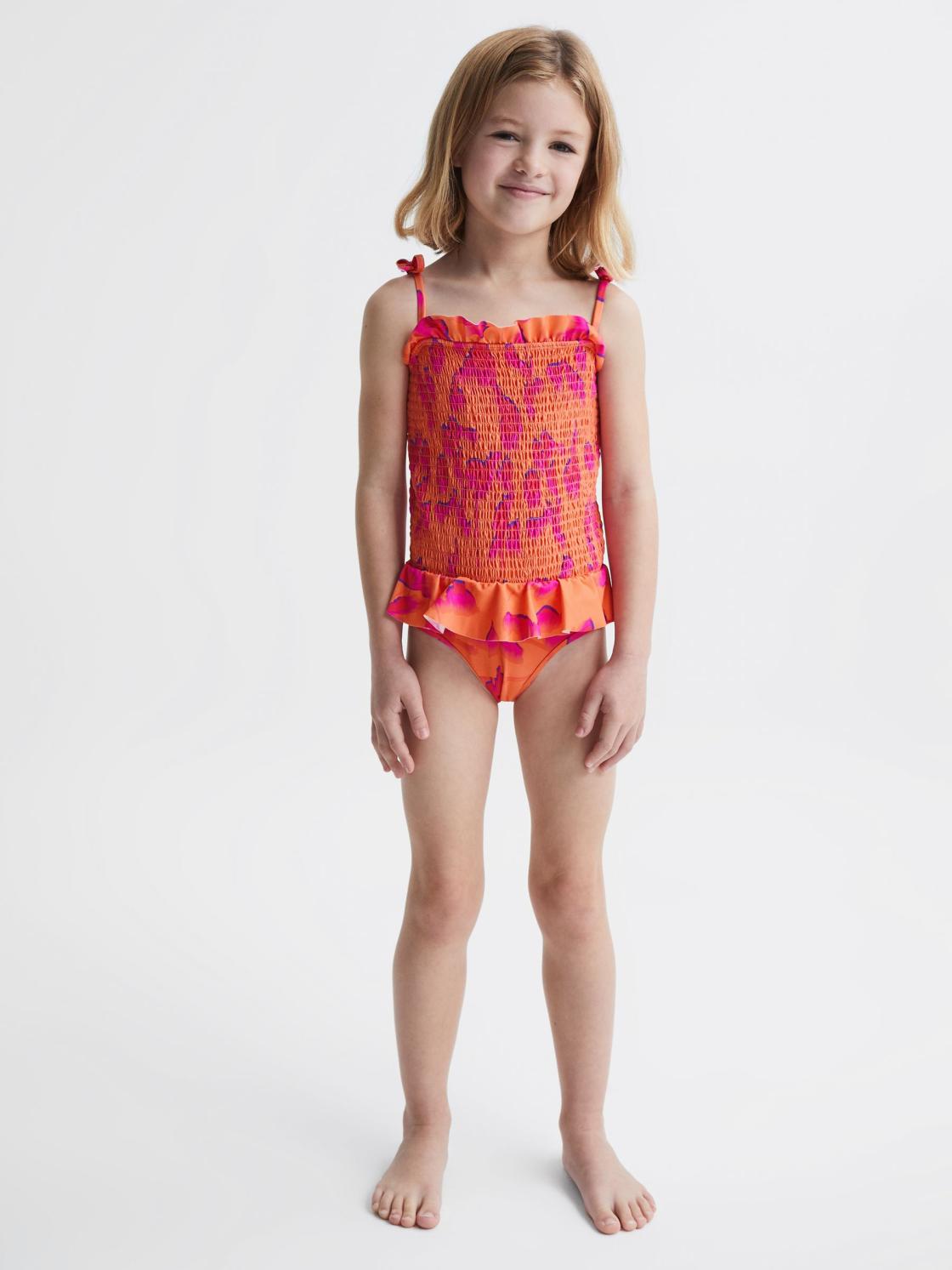 Reiss Swimwear | Nelli Floral Swimsuit Orange Print - Children