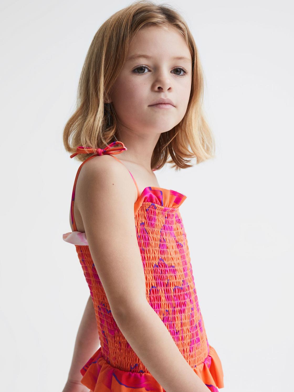 Reiss Swimwear | Nelli Floral Swimsuit Orange Print - Children