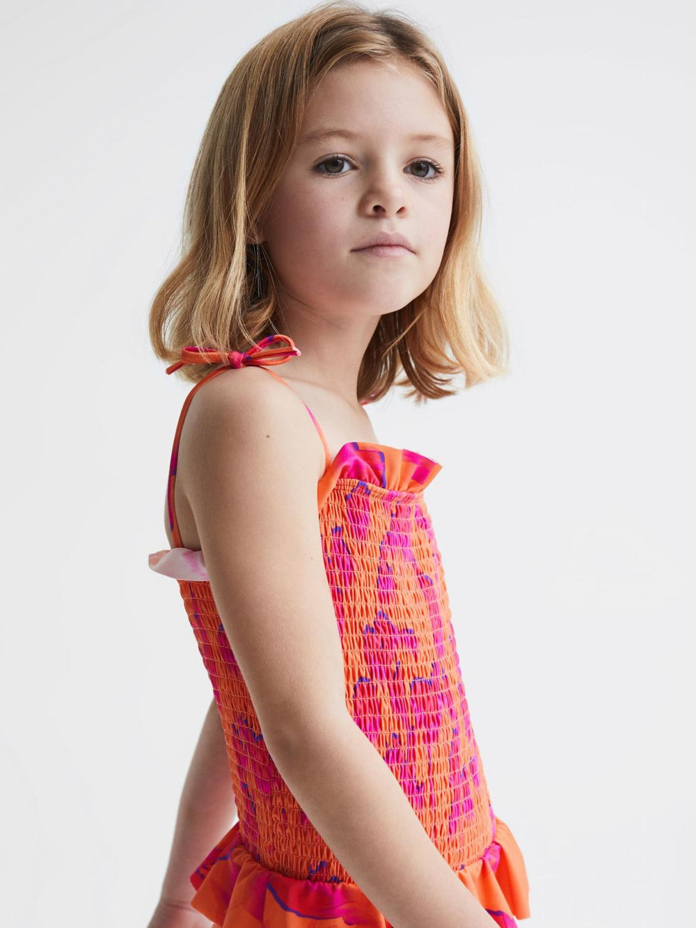 Reiss Swimwear | Nelli Floral Swimsuit Orange Print - Children