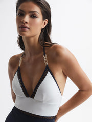 Reiss Swimwear | Ray Colourblock Halter Swimsuit Navy - Women