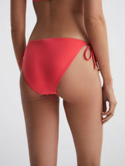 Reiss Swimwear | Ripley Tie Side Bikini Bottom Bright Coral - Women